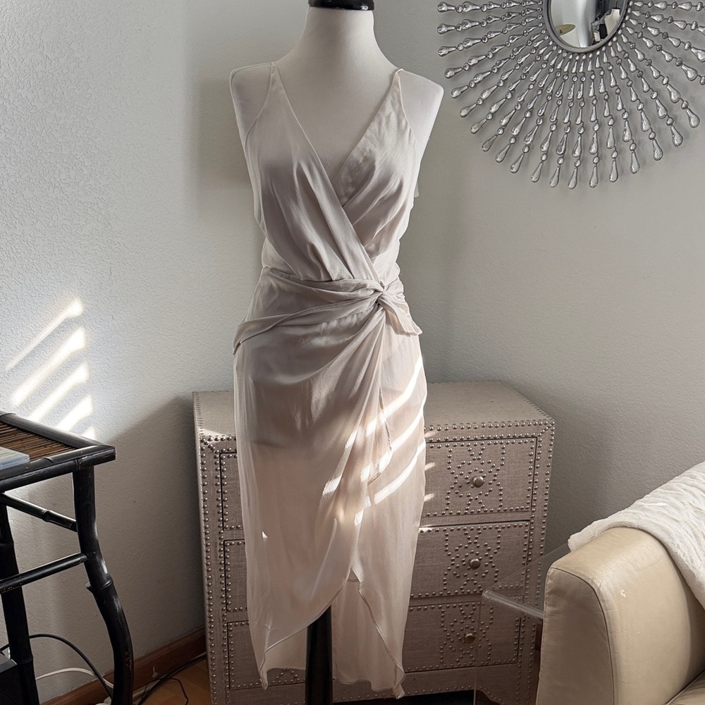 Express Cream Wrap Dress S